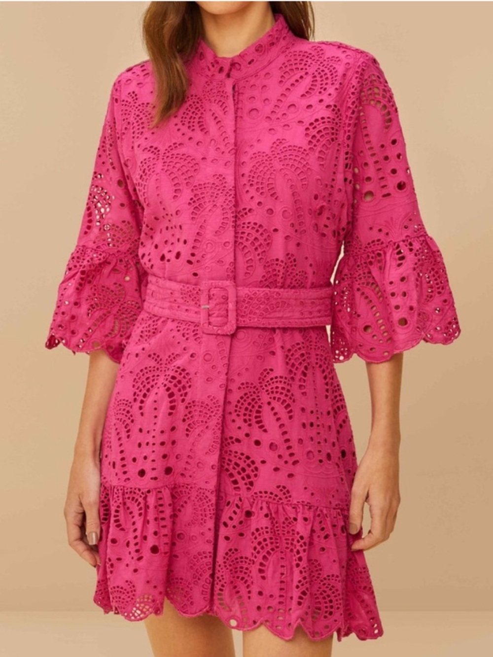 FARM Rio Pink Palm Tree Midi Dress Size M